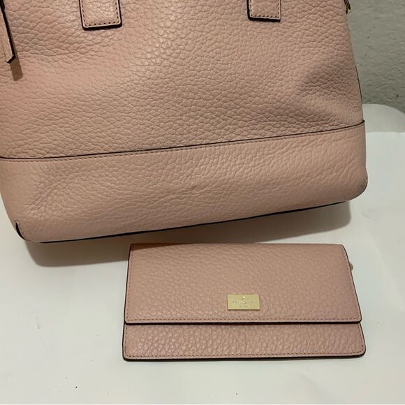 KATE SPADE Medium Dome Pebbled Leather Satchel blush pink matching wallet - Picture 7 of 16